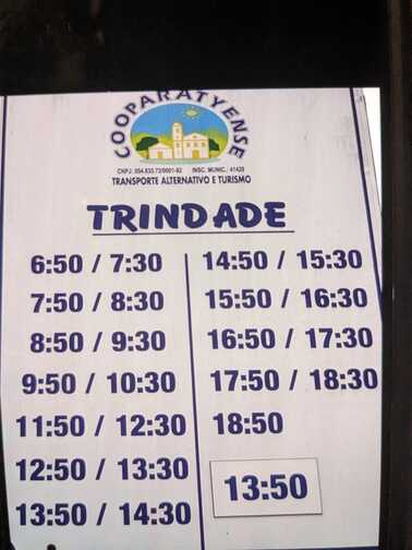 horaire collectivo trindade quoi faire à paraty